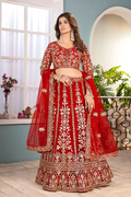 Red Net Embroidered Sequins Lehenga Choli with Dupatta
