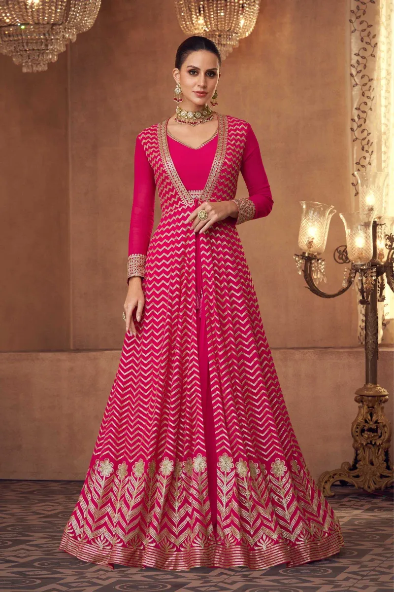 Pink Georgette Blouse Lehenga Set
