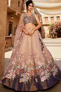 Purple Bridal Net Sequins Embroidered Lehenga Choli with Dupatta
