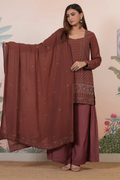 Burnt Cocoa Chikankari Handwork Kurta Set with Dupatta