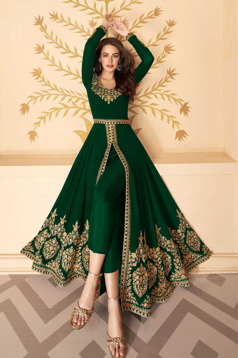 Green Georgette Anarkali with Pant