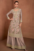 Rose Gold Chinnon Palazzo Suit with Embroidery & Sequins