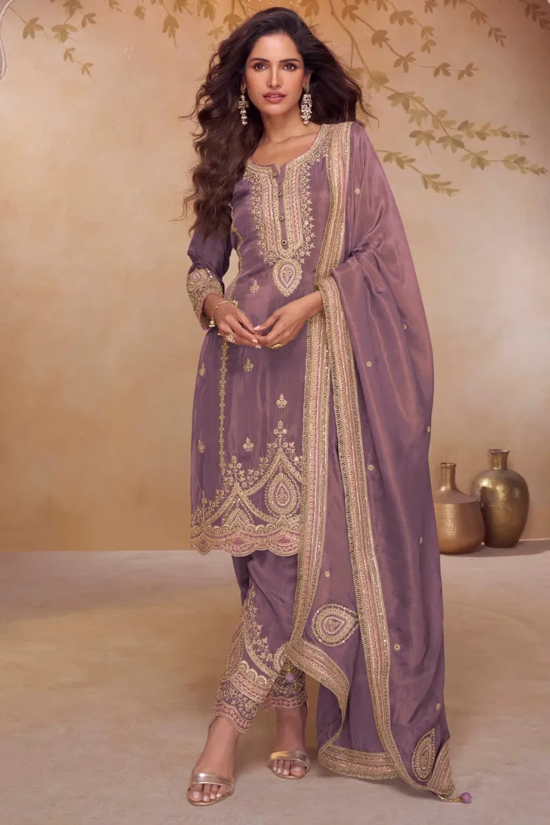Lavendar Simar Silk Salwar Suit with Dupatta