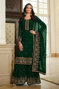Green Georgette Straight Palazzo Suit