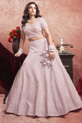 Pink Premium Net Bridal Lehenga Choli with Embroidered Work