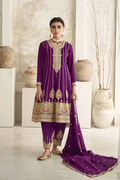 Wine Art Silk Anarkali Suit with Pant & Dupatta