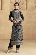 Black Embroidered Chinon Pant Style Salwar Suit