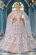 Grey Net Sequins Embroidered Lehenga Set