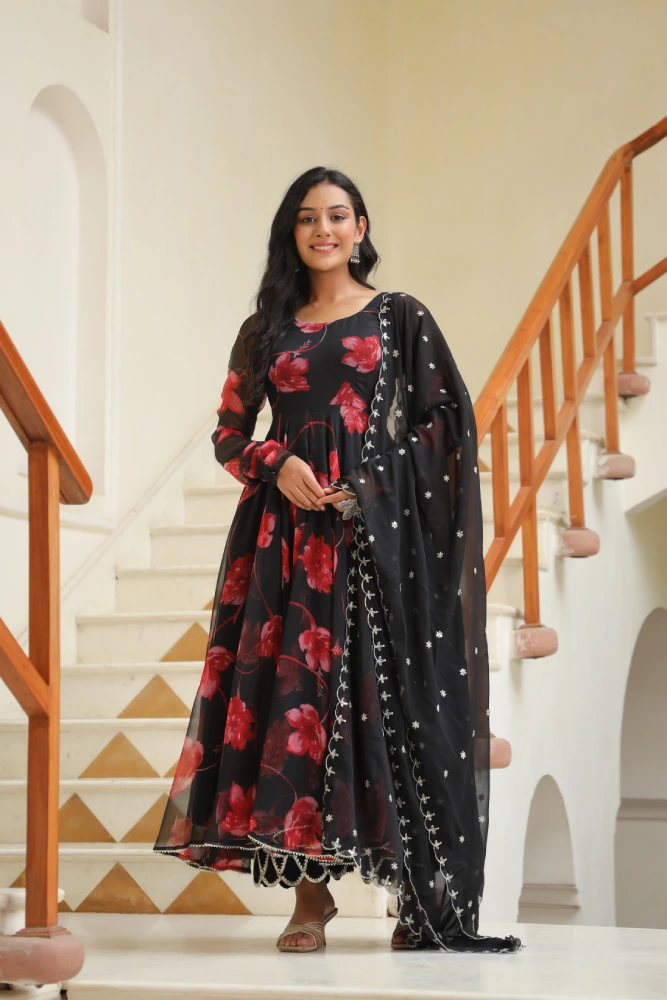 Night Shadow Chiffon Anarkali Suit Set