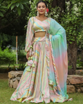 Multi Color Chinon Lehenga Set