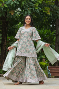 Sea green Cotton Printed Sharara Set