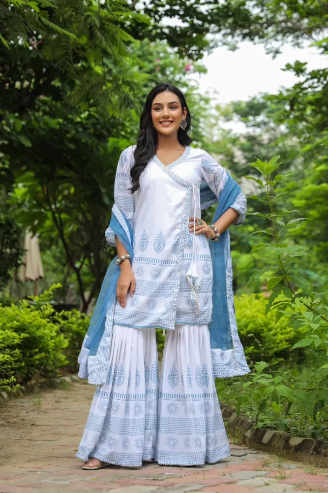 Tiara Cotton Printed Sharara Set