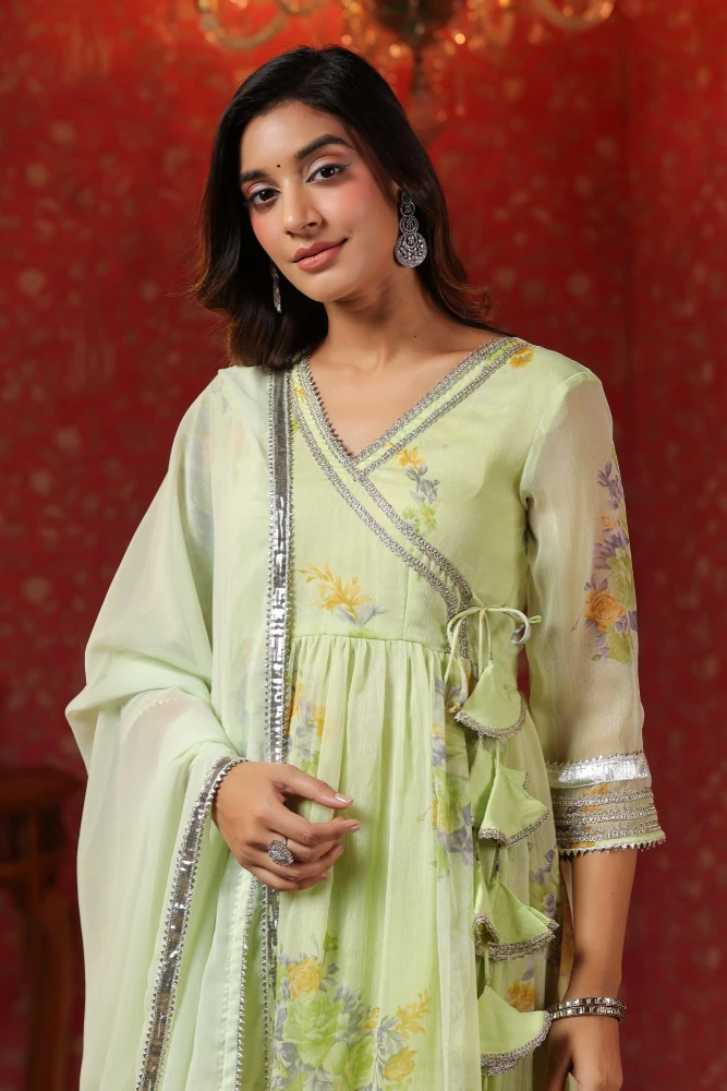 Cardamom Chiffon Sharara Set