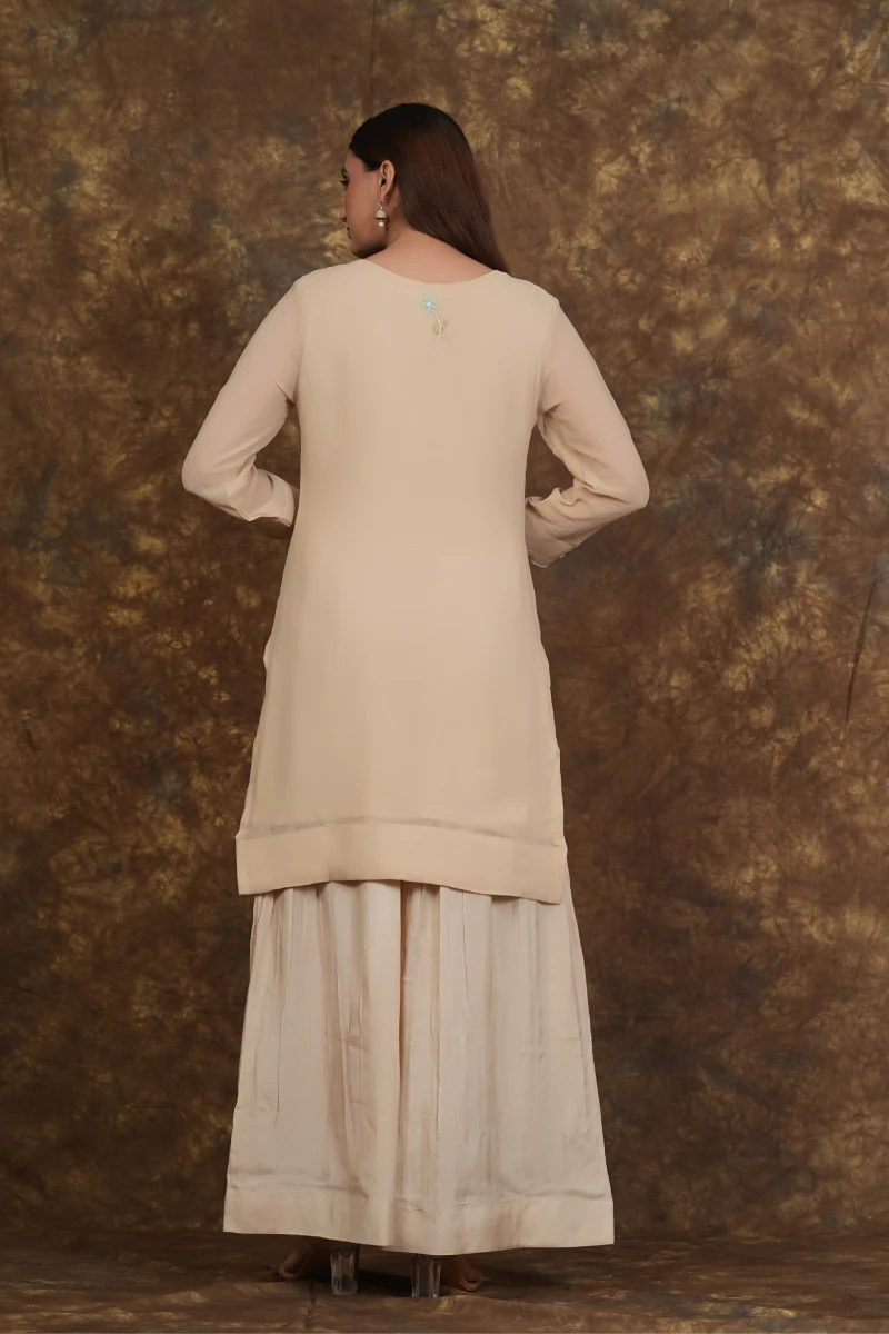 Pastel Floral Chikankari Handwork Kurta Set with Dupatta