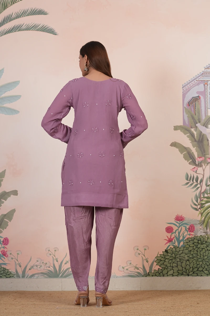 Lavender Chikankari Handwork Kurta Set with Dupatta