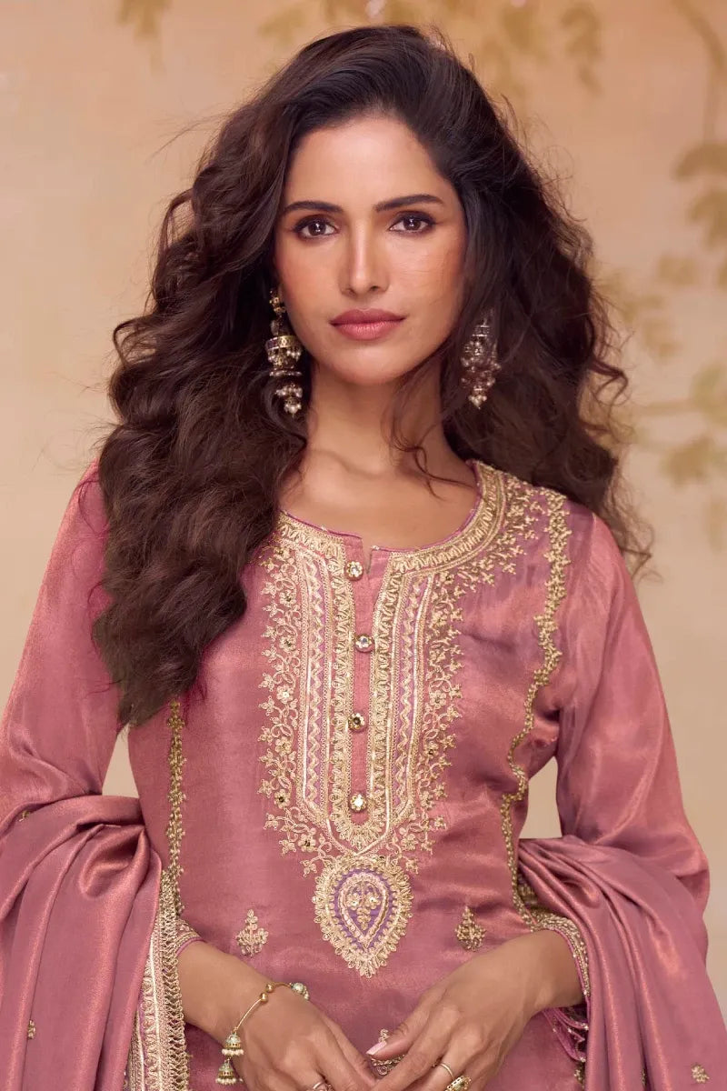 Gajari Pink Simar Silk Salwar Suit with Dupatta