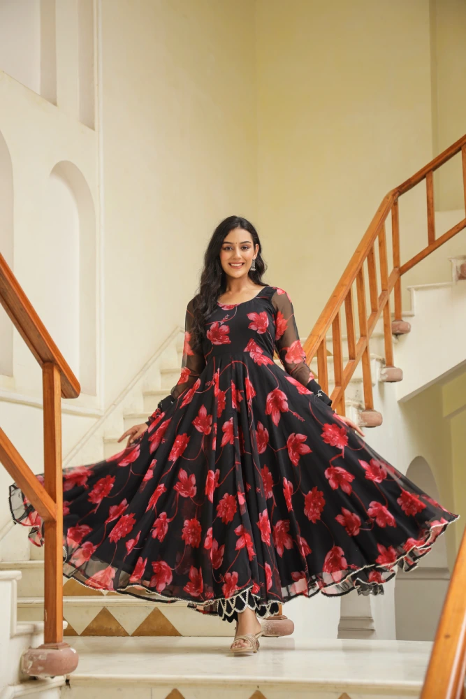 Night Shadow Chiffon Anarkali Suit Set