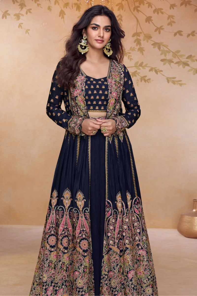 Black Georgette Anarkali Palazzo Suit