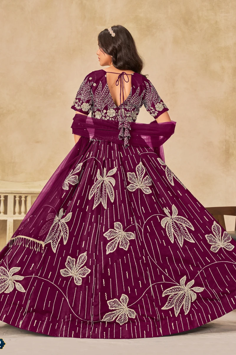 Pink Art Silk Embroidered Lehenga Set