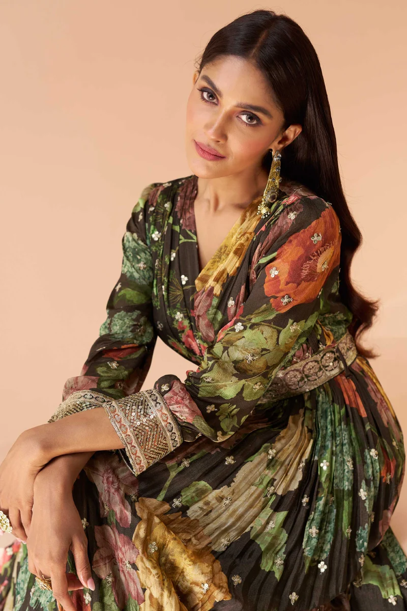 Black Georgette Embroidered Anarkali Gown