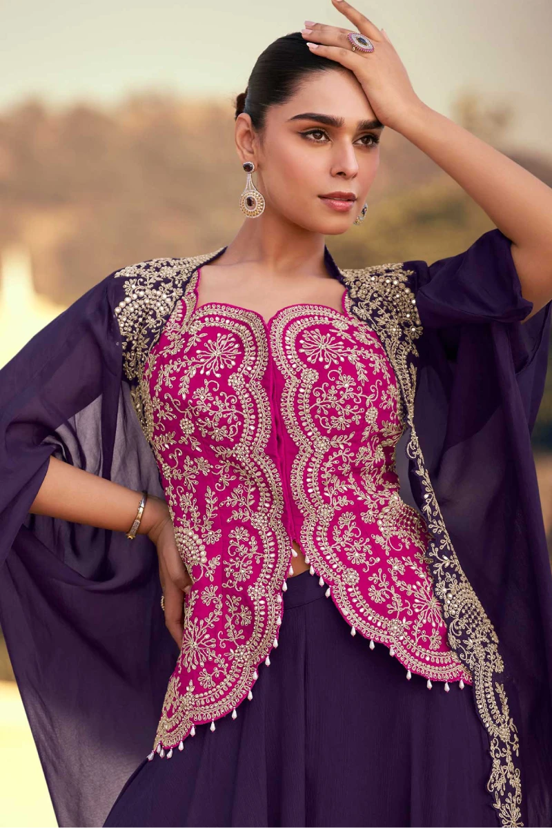 Rani Pink and Purple Palazzo Set