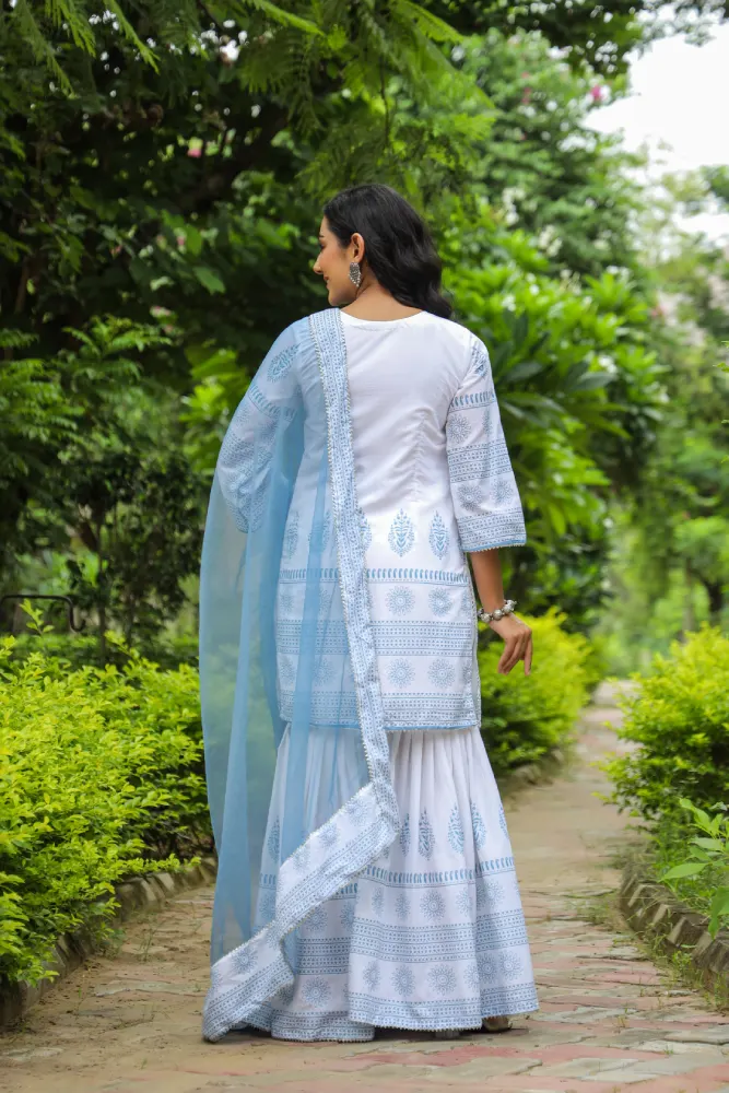 Tiara Cotton Printed Sharara Set