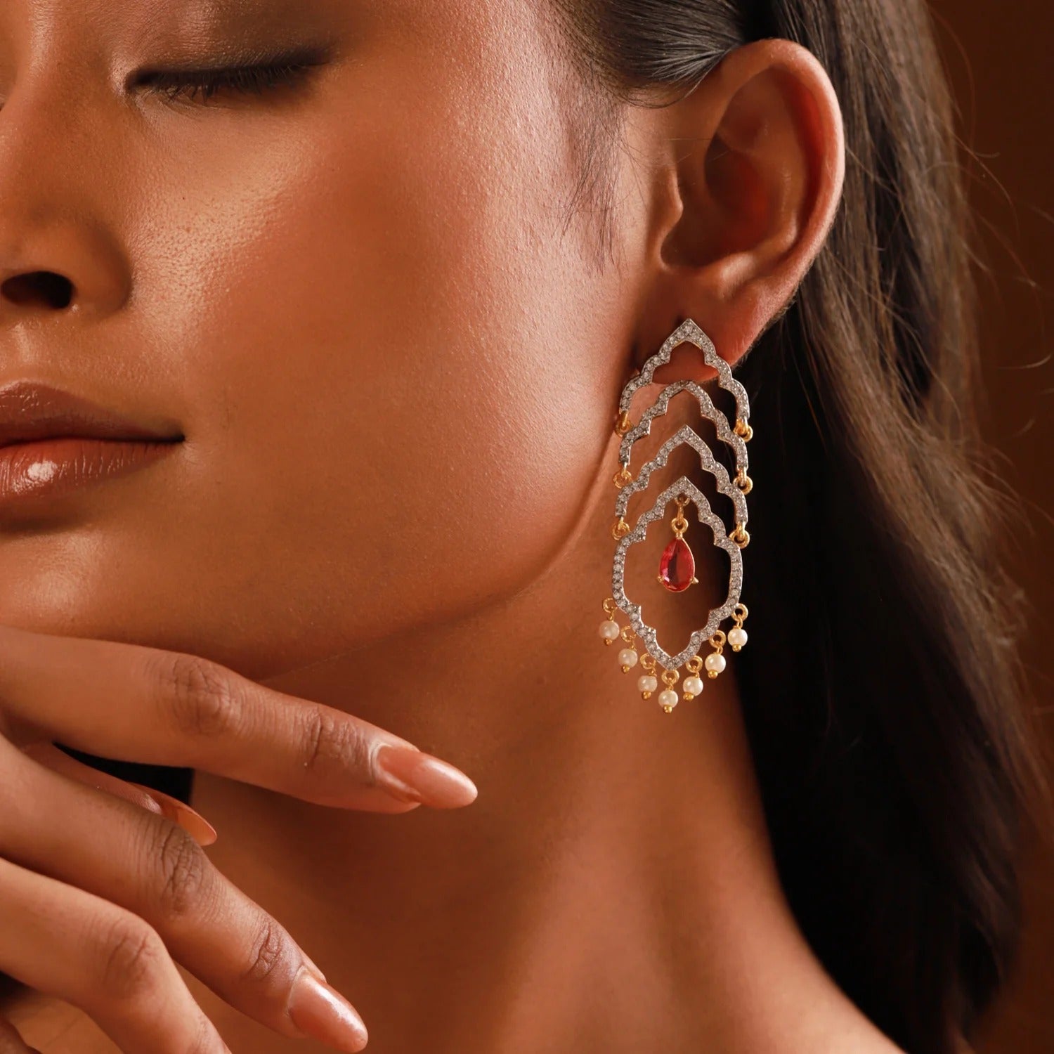 Shahi Dwar Leher Gold Dangler Earrings