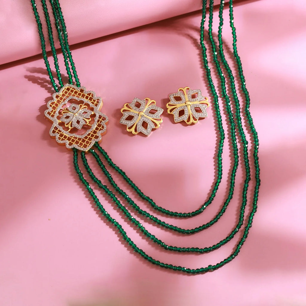 Shahi Dwar Jhalar Raani Haar Beaded Necklace Set