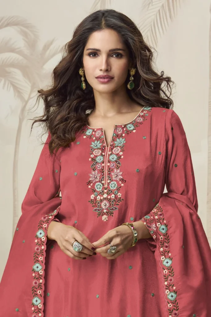 Gajari Embroidered Simar Palazzo Suit with Dupatta