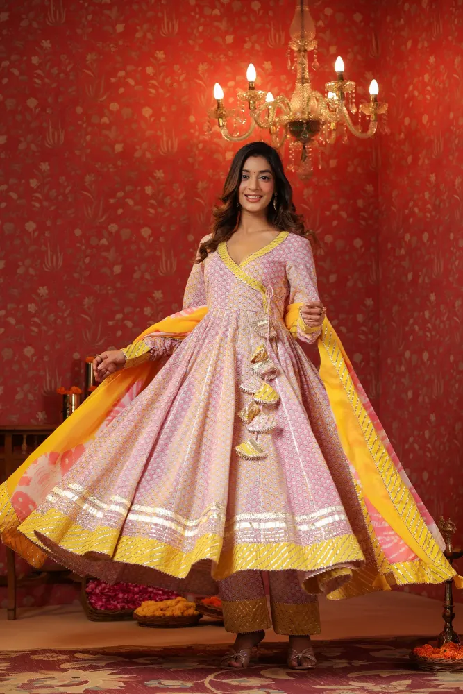 Bumblebee Cotton Anarkali Suit Set