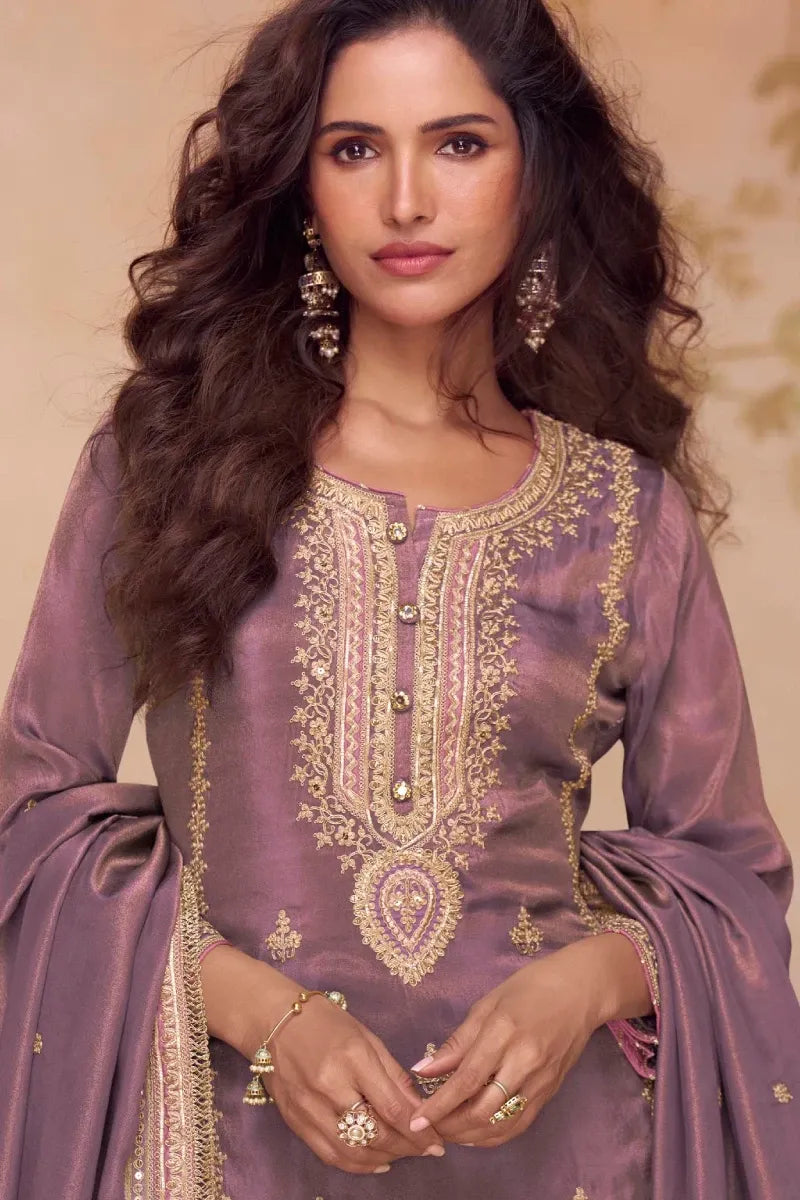 Lavendar Simar Silk Salwar Suit with Dupatta
