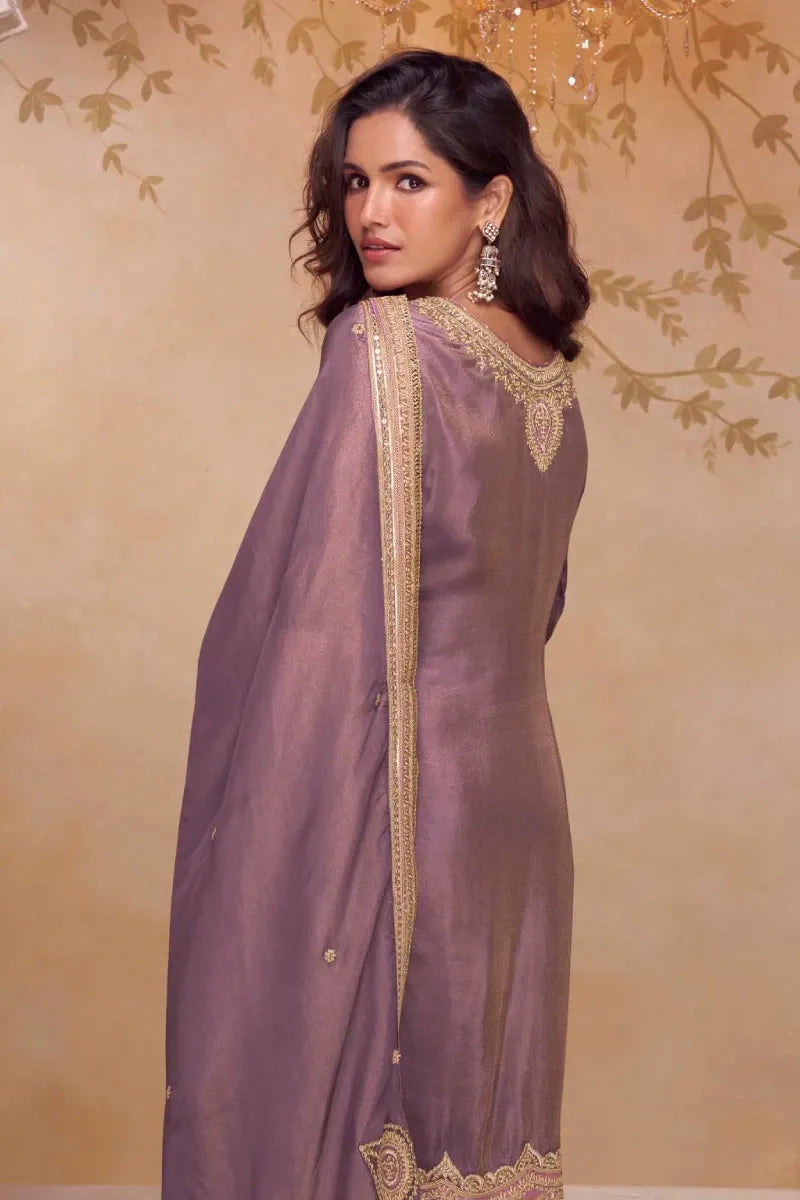 Lavendar Simar Silk Salwar Suit with Dupatta