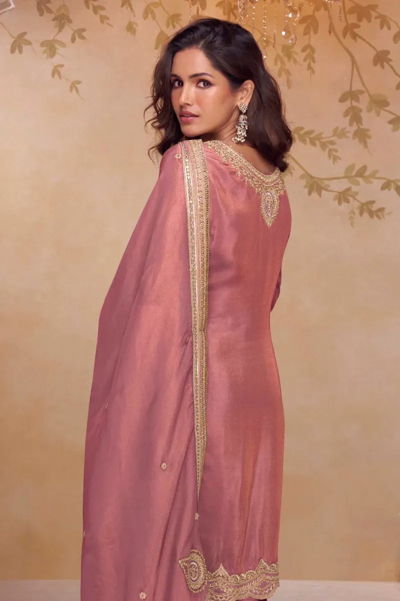 Gajari Pink Simar Silk Salwar Suit with Dupatta