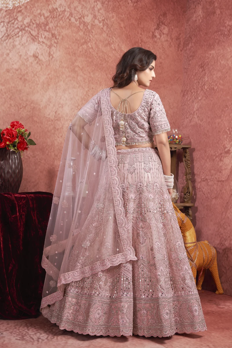 Pink Premium Net Lehenga Choli with Embroidered Sequins