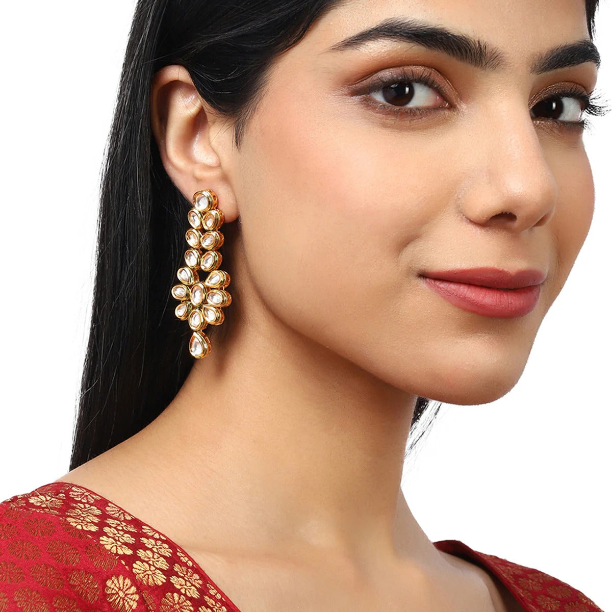 Kundan Gold plated Brass Earrings