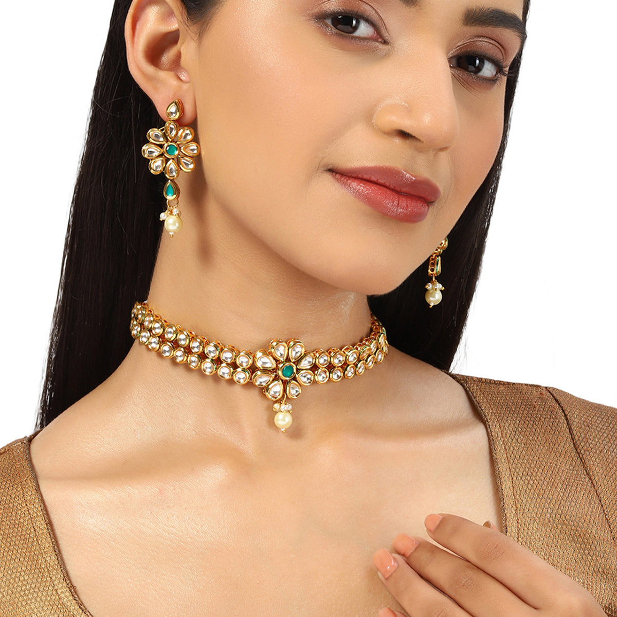 Kundan Elegance Gold Plated Necklace Set