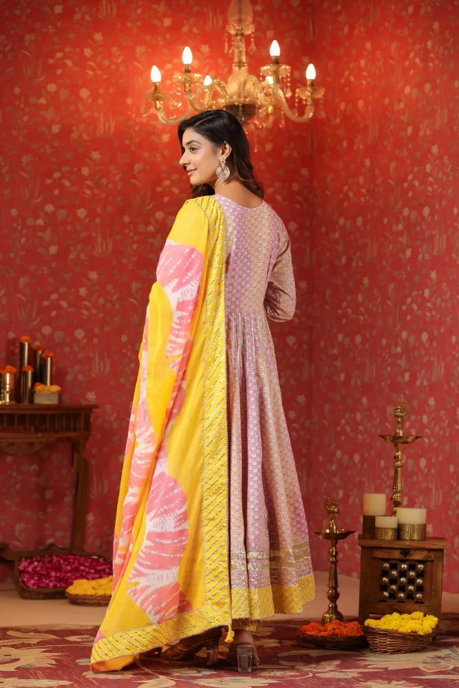 Bumblebee Cotton Anarkali Suit Set