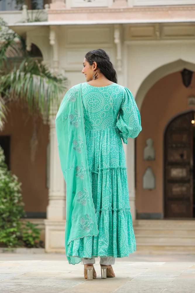 Viking Sky Blue Slik Anarkali Suit Set