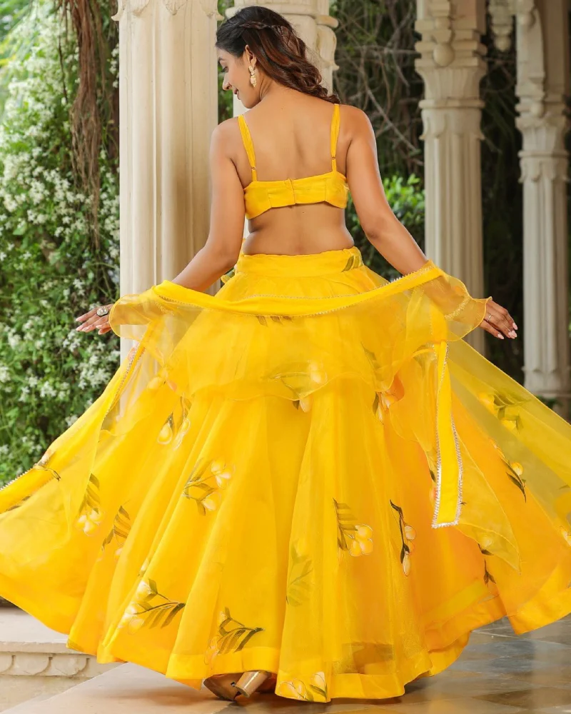 Sunflower yellow Organza Haldi Lehenga set