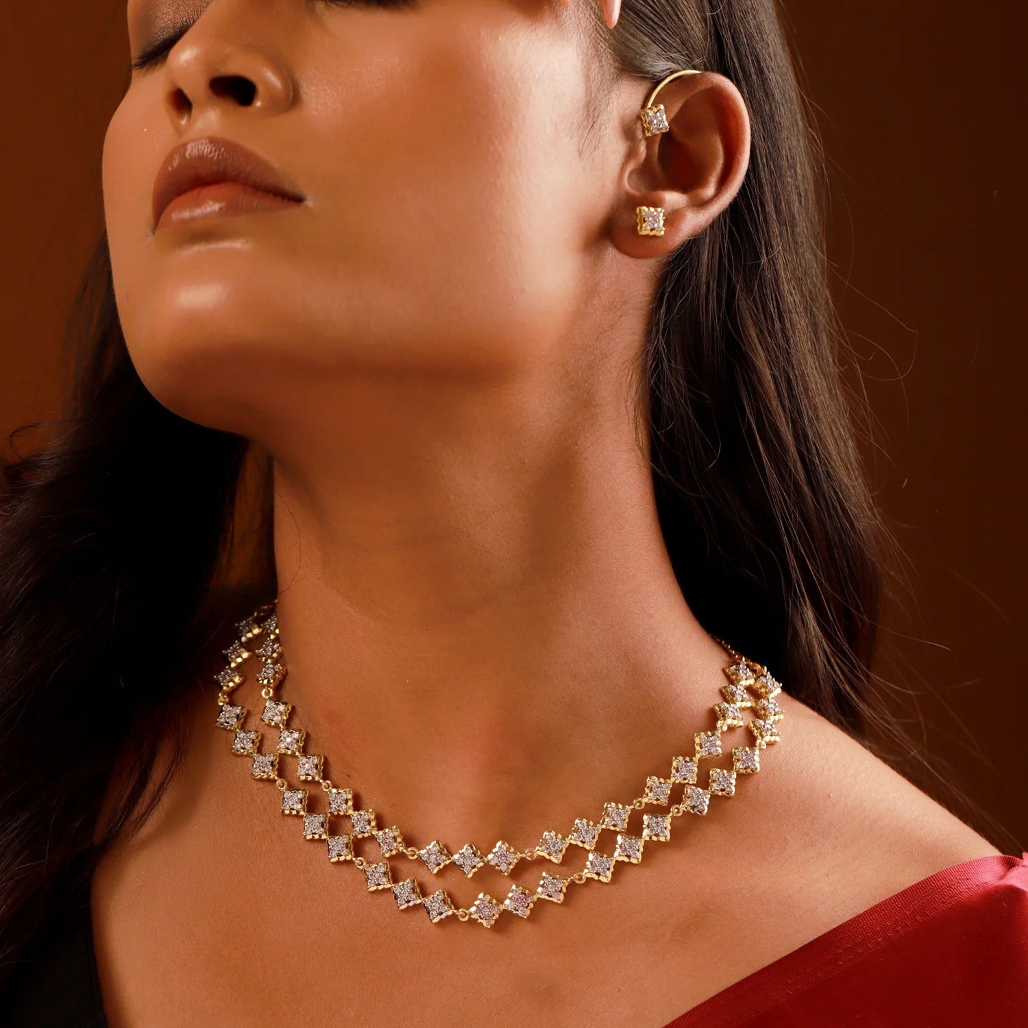 Shahi Dwar Rawal Dastoor Necklace Set with Interchangeable Earrings