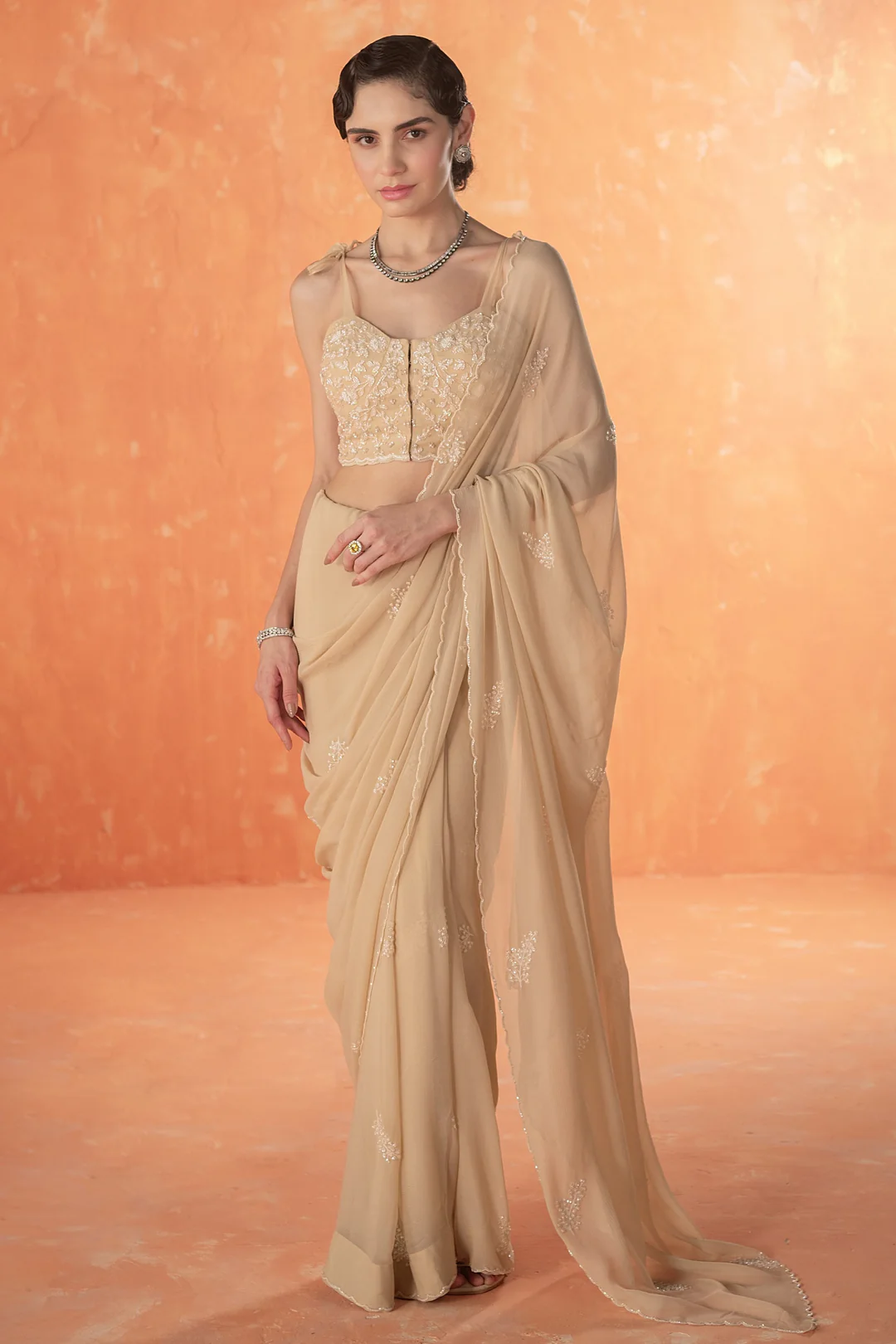 Beige Dandelion Saree