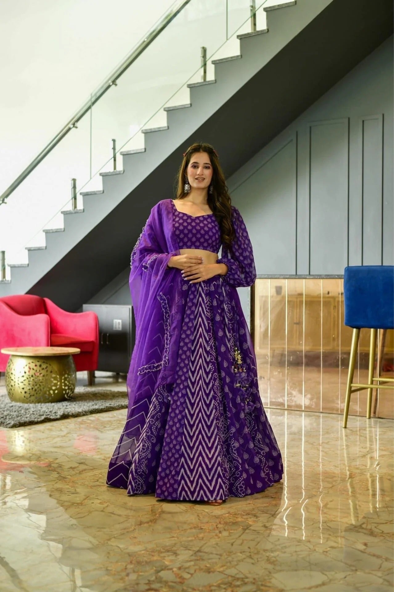 Purple georgette lehenga choli set