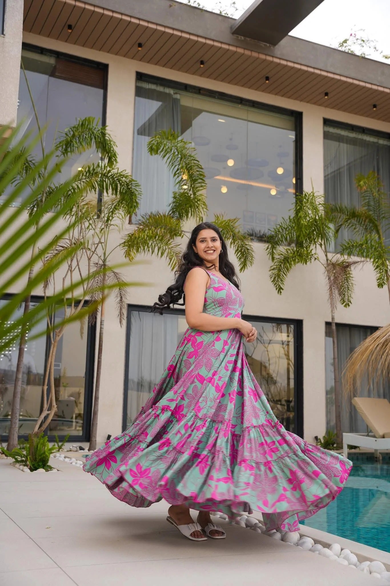 Mint Blossom Floral Maxi Dress