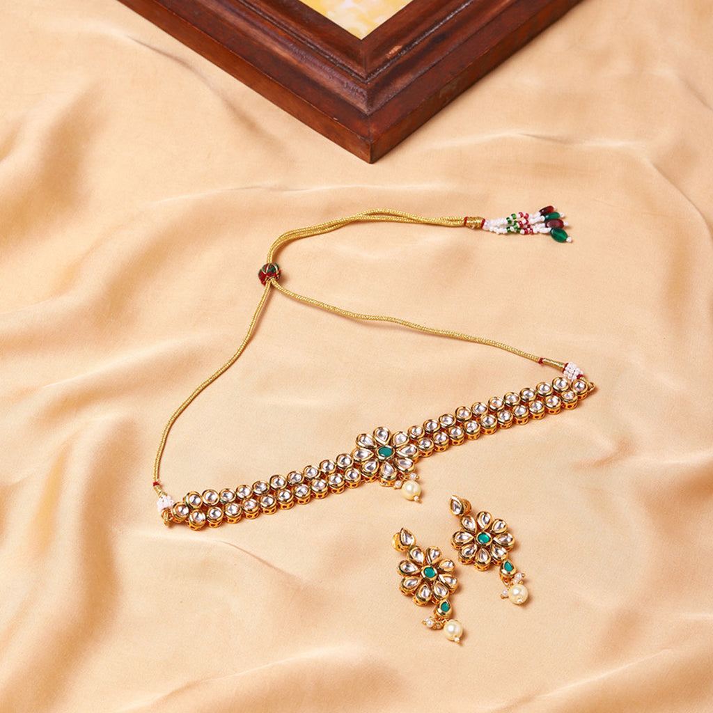 Kundan Elegance Gold Plated Necklace Set