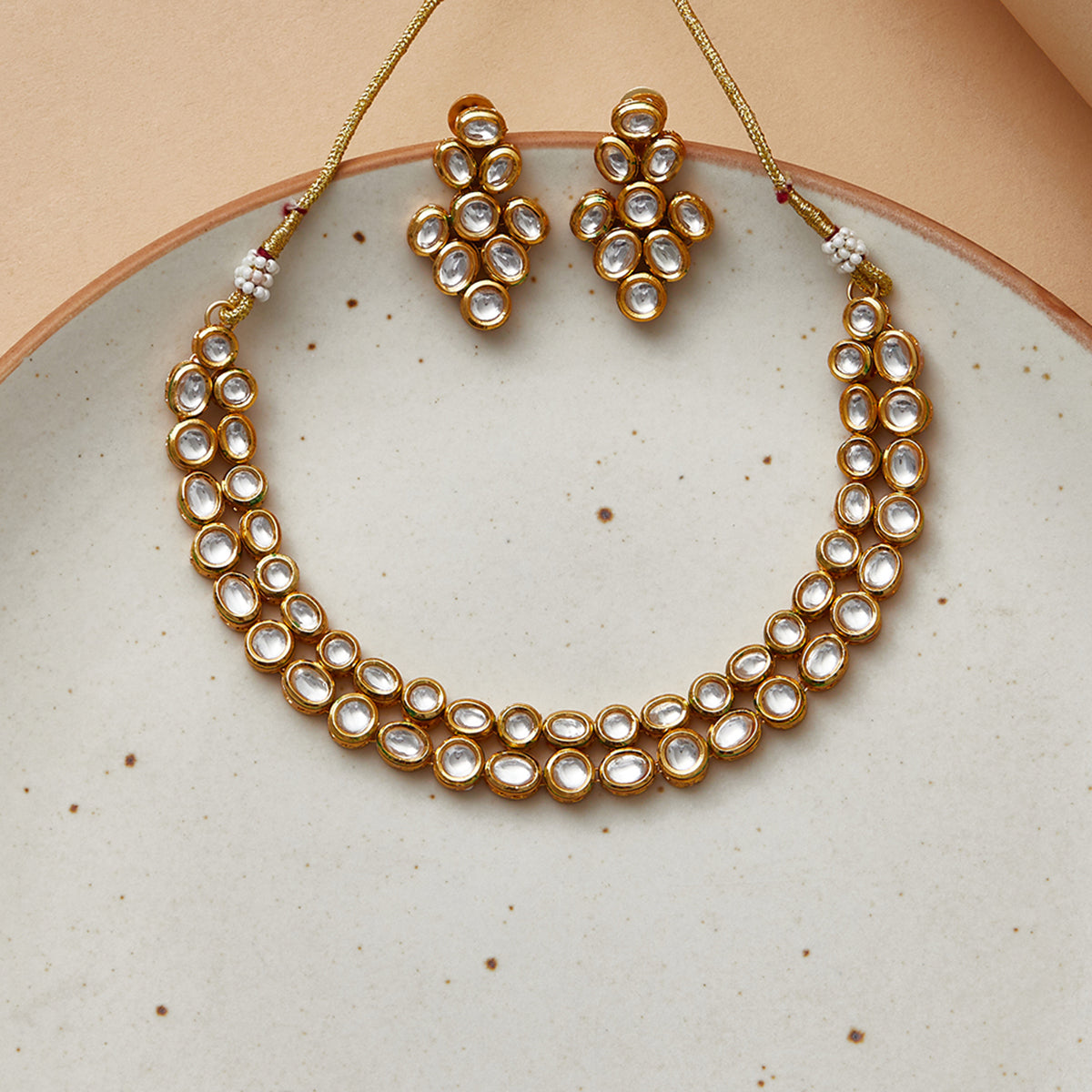 Dual Layer Kundan Studded Necklace Set