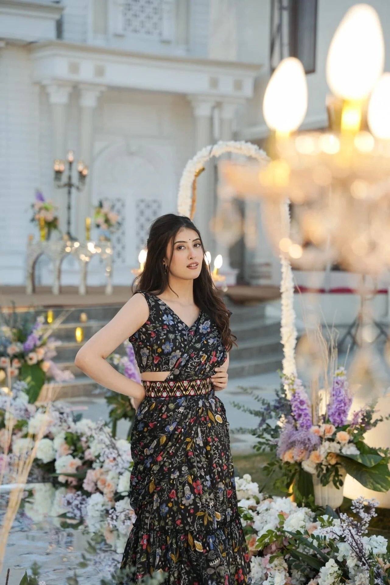 Padmashree black crepe saree