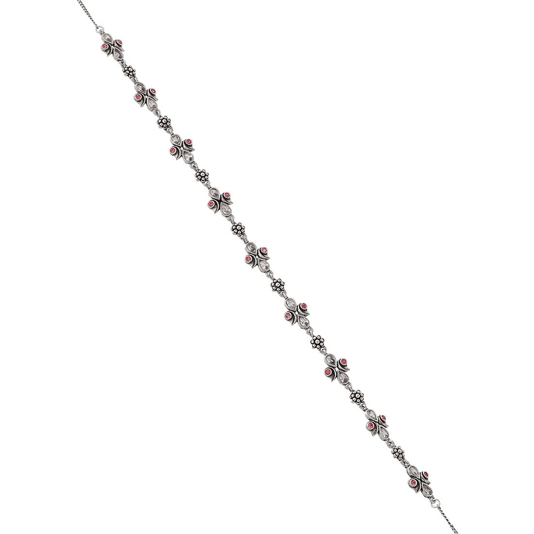 Abharan Teardrop Cut White and Pink Stones Edgy Maang Tika