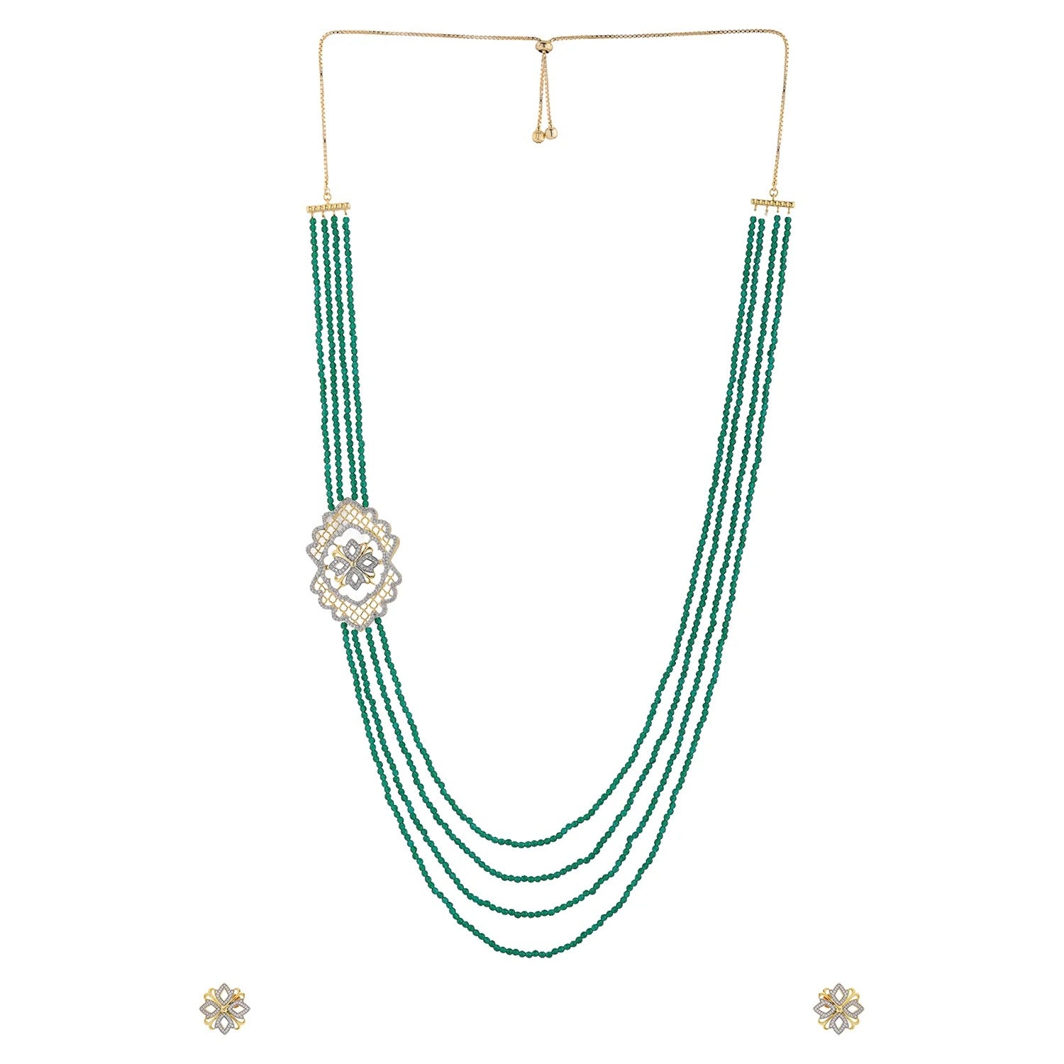 Shahi Dwar Jhalar Raani Haar Beaded Necklace Set