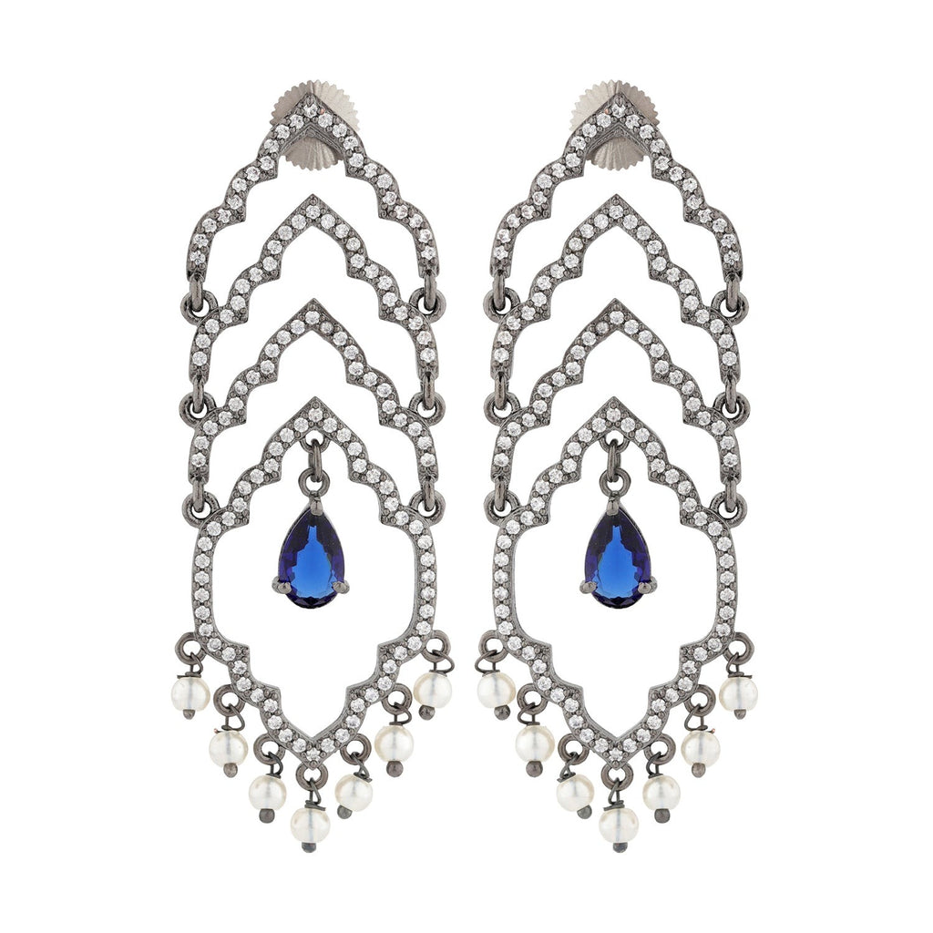Shahi Dwar Leher Black Dangler Earrings