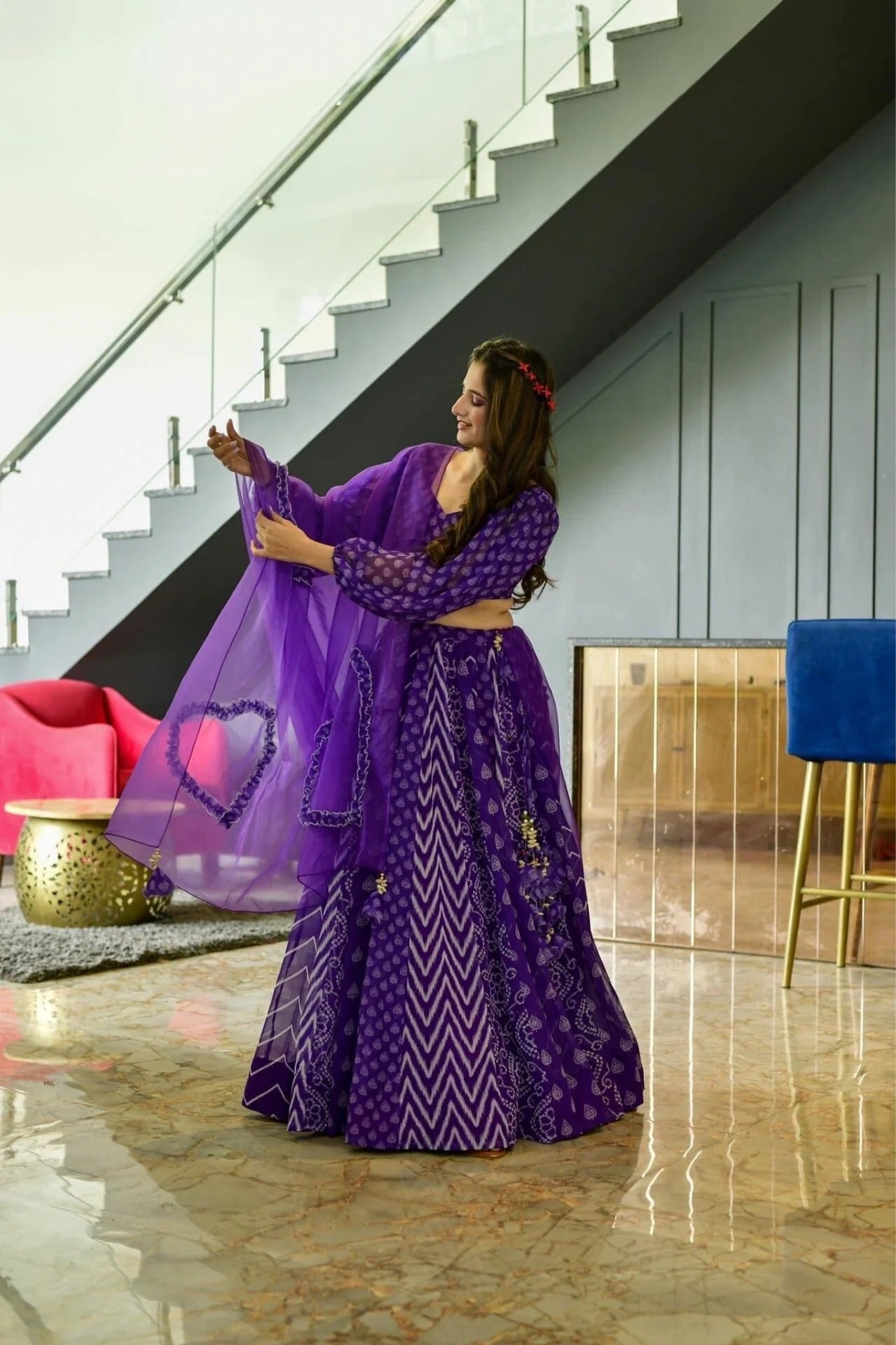 Purple georgette lehenga choli set